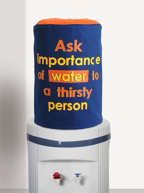 Swayam Blue & Orange Cotton 20 Litre Water Dispenser Bottle Cover - Set of 1