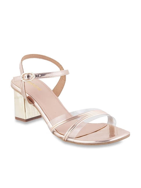 rose gold t strap sandals