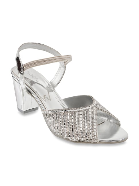 Mochi Women's Silver Sling Back Sandals Price in India