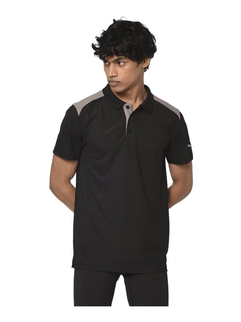 Puma Black Cotton Regular Fit Polo T-Shirt