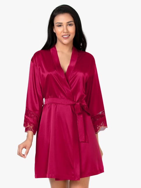 Soft Nights Satin Balloon Sleeve Robe in Red | Oh Polly