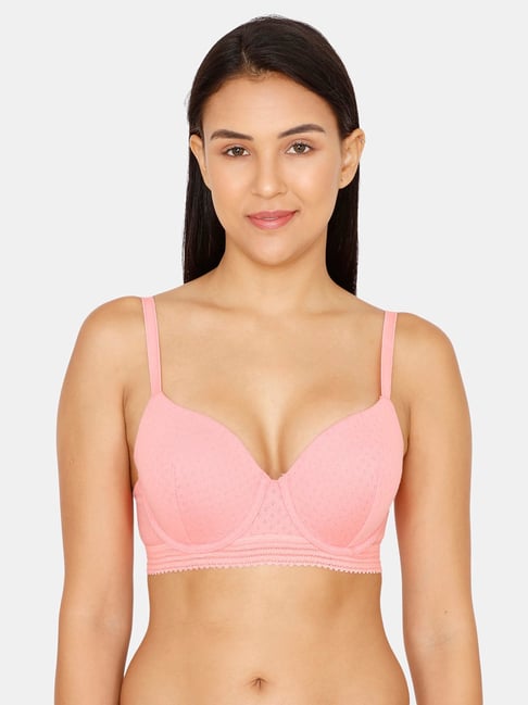Zivame Women's Underwired T-Shirt Bra, Color: Salmon Rose, Size