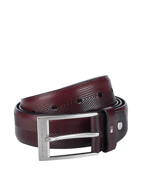 Tommy Hilfiger Ryland Maroon Leather Waist Belt for Men