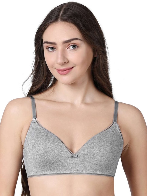 Enamor A028 Lightweight V-Neck Cotton T-Shirt Bra -Padded Wirefree Medium Coverage-Grey Price in India