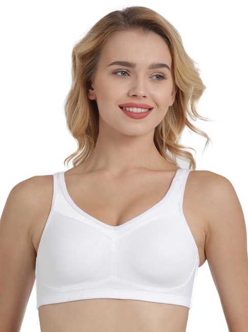Enamor A112 Smooth Lift Classic Bra - Stretch Cotton Non-Padded Wirefree Full Coverage - White Price in India