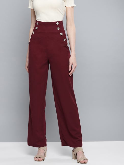 Harpa Maroon Mid Rise Trousers