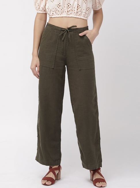Buy Go Colors Beige Relaxed Fit Pants for Women Online @ Tata CLiQ