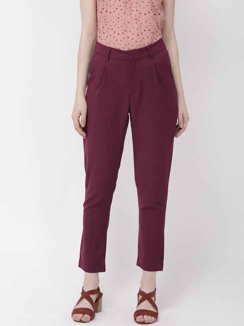 Red Solid Pants - Selling Fast at Pantaloons.com