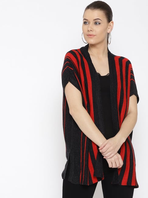 Style Quotient Charcoal Striped Shrug