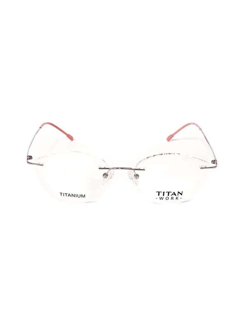 Buy Titan TW1020WRM2 Silver Rimless Cat Eye Frame For Women At