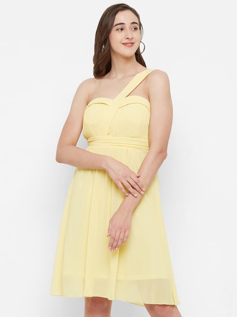 Buy Bebe Yellow One Shoulder Dress from top Brands at Best Prices