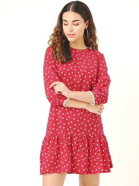 Style Quotient Red Polka Dot Dress Price in India