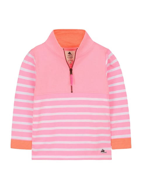 pink and white striped sweatshirt
