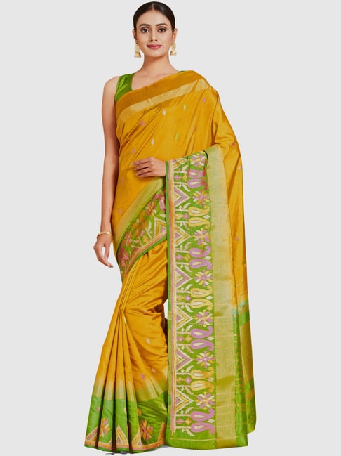 Mimosa Mustard Embroidered Sarees With Blouse Price in India