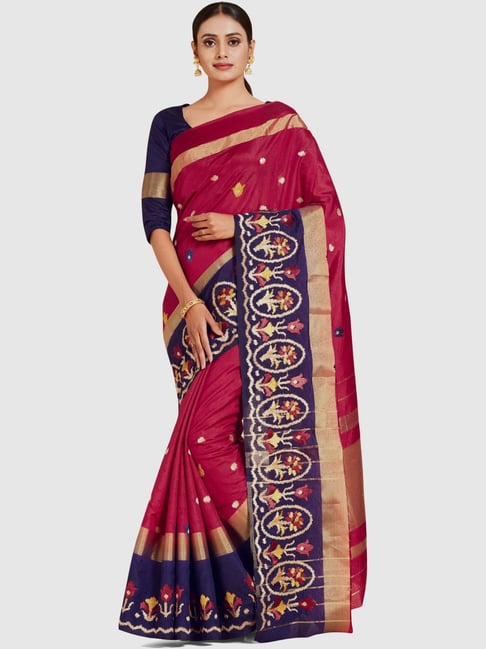 Mimosa Maroon Embroidered Sarees With Blouse Price in India