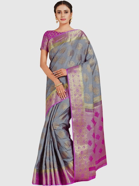 Mimosa Grey Woven Sarees With Blouse Price in India