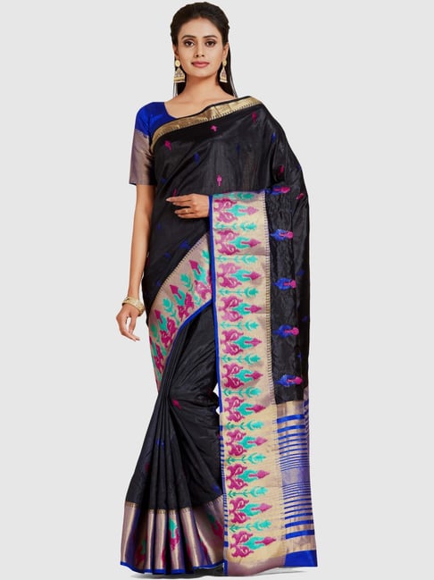 Mimosa Black Embroidered Sarees With Blouse Price in India