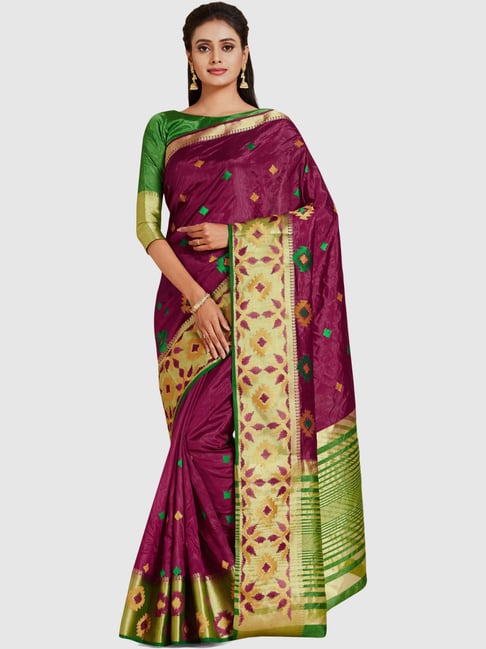 Mimosa Plum Embroidered Sarees With Blouse Price in India