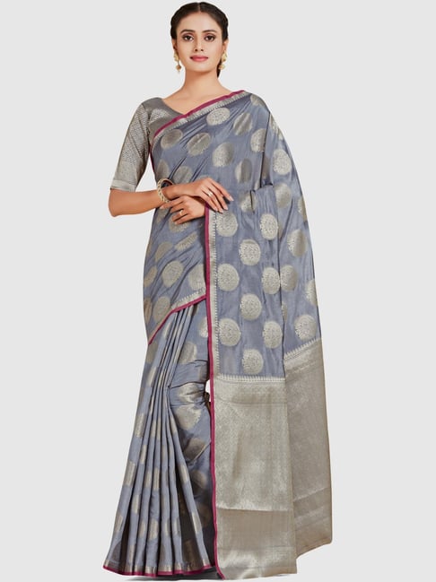 Mimosa Grey Woven Sarees With Blouse Price in India