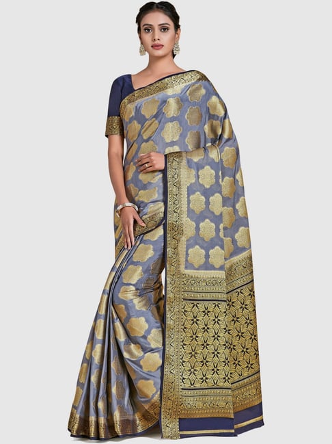 Mimosa Grey Woven Sarees With Blouse Price in India