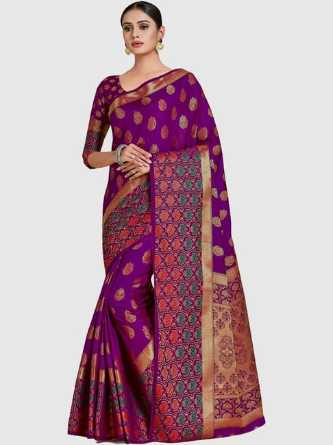 Mimosa Purple Woven Sarees With Blouse Price in India
