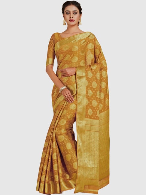 Mimosa Mustard Woven Sarees With Blouse