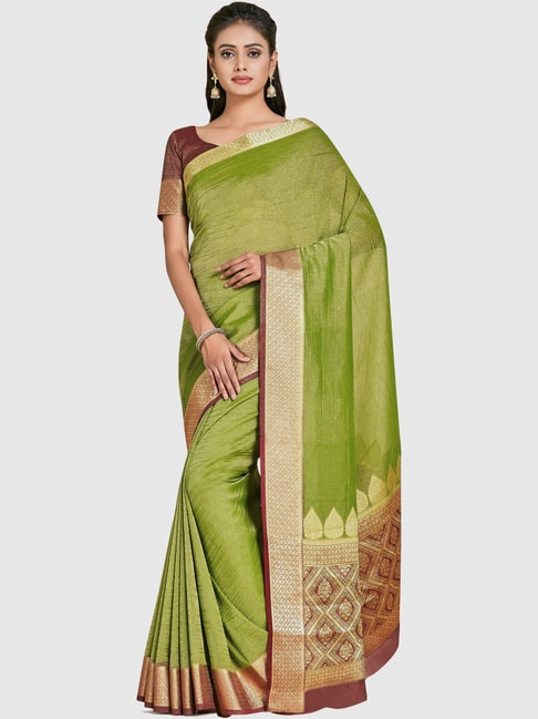Mimosa Olive Green Sarees With Blouse Price in India