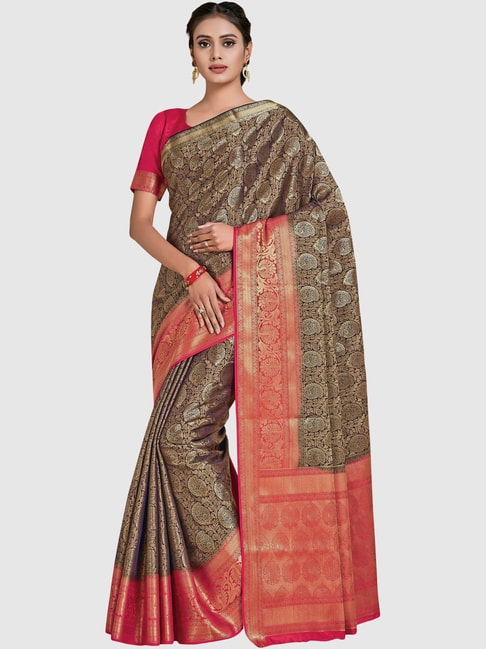 Mimosa Golden Woven Sarees With Blouse Price in India