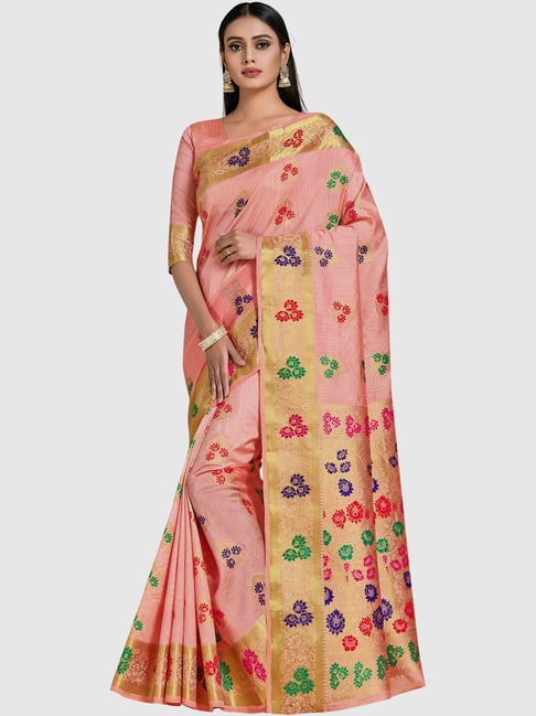 Mimosa Blush Pink Woven Sarees With Blouse Price in India