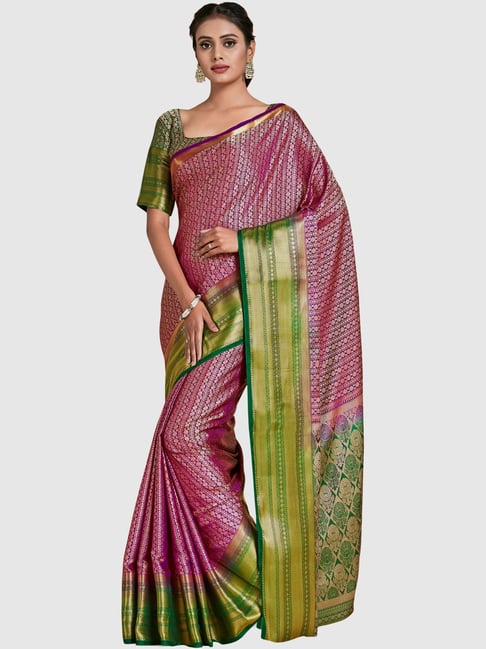 Mimosa Purple Woven Sarees With Blouse Price in India