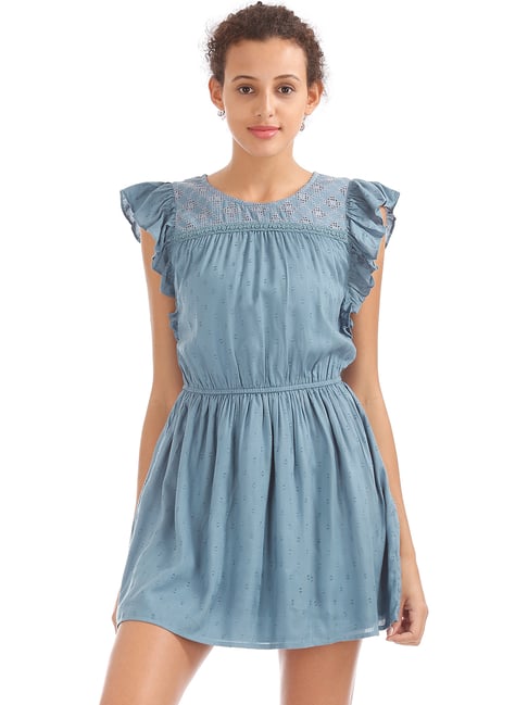 Buy Aeropostale Indigo Slate Lace Above Knee Dress for Women