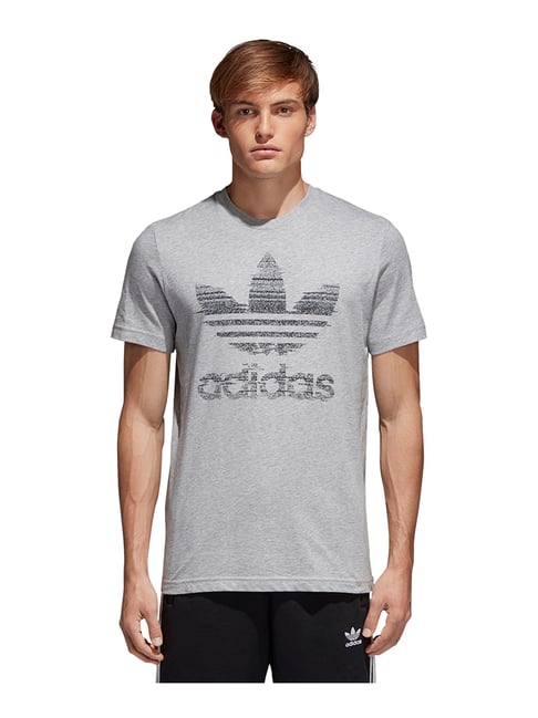 Adidas TRACTION TREFOI Originals Grey Cotton Regular Fit Logo Printed  T-Shirt