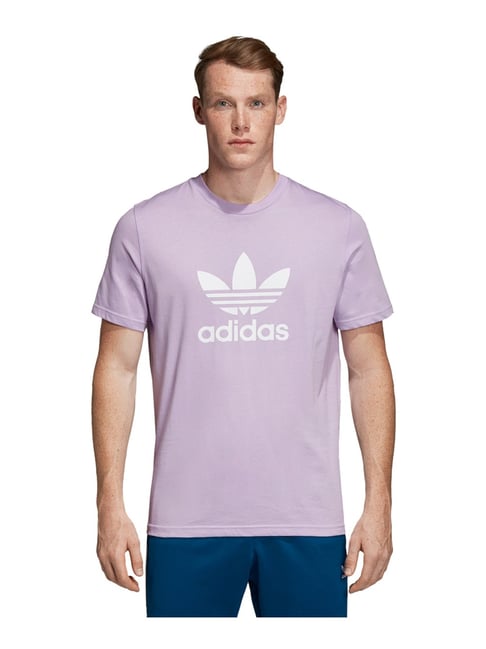 Buy Adidas Originals Purple Cotton Regular Fit Logo Printed T