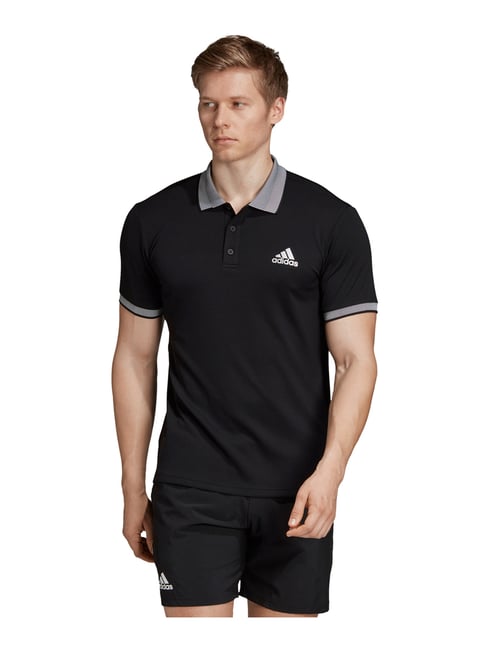 Buy Adidas Black Regular Fit Polo T 