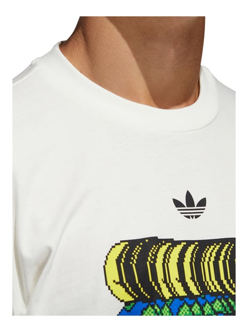Buy Adidas Originals Off White Cotton Regular Fit Printed T-Shirt