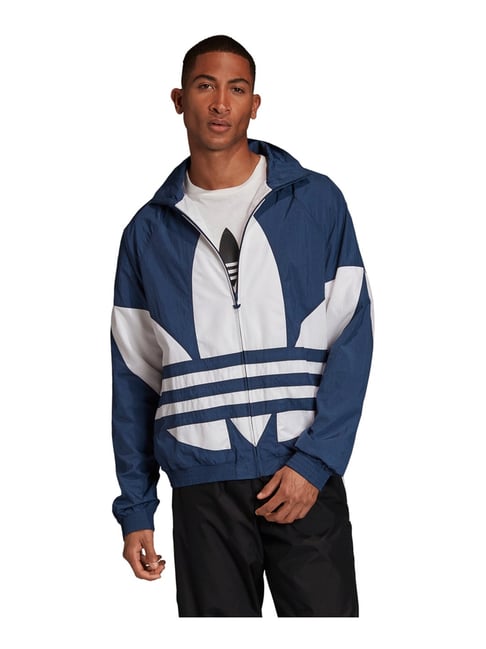 Buy Adidas Originals Blue Regular Fit Logo Printed Sports Jacket