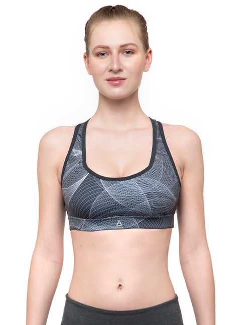 Buy Reebok Grey Non Wired Padded Sports Bra for Women Online