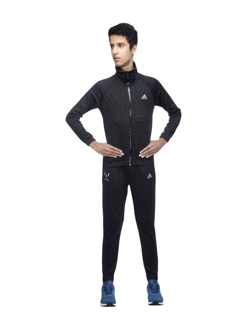 Buy Adidas Kids YB M KN TS Black Self Pattern Tracksuits for Boys