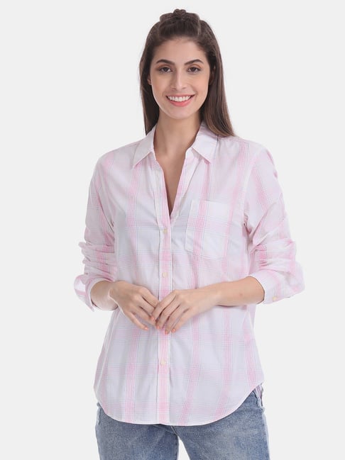 GAP White & Pink Checks Shirt