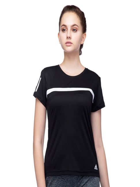 Buy Adidas Black Round Neck T-Shirt for Women Online Tata CLiQ