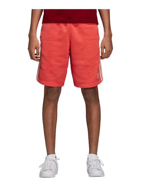 Adidas 3-STRIPE SHORT Originals Red Cotton Regular Fit Sports Shorts