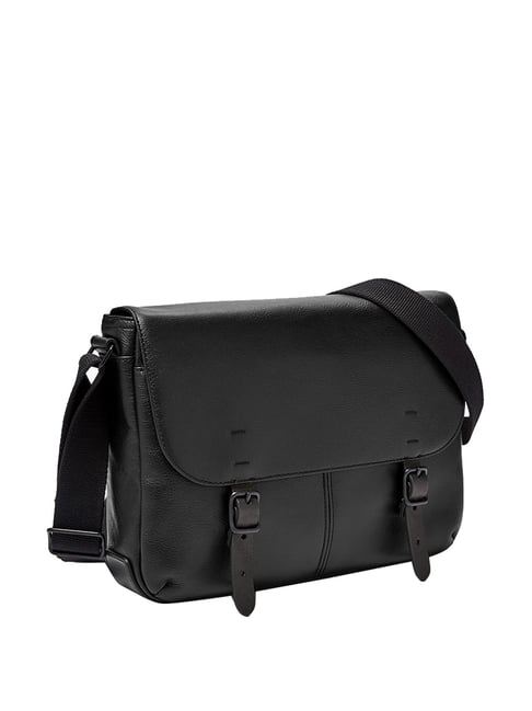 Buy Fossil MBG9423001 Buckner Black Leather Medium Laptop Messenger Bag ...