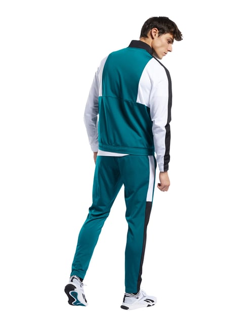 Buy Reebok Green & White Regular Fit Color Block Tracksuit