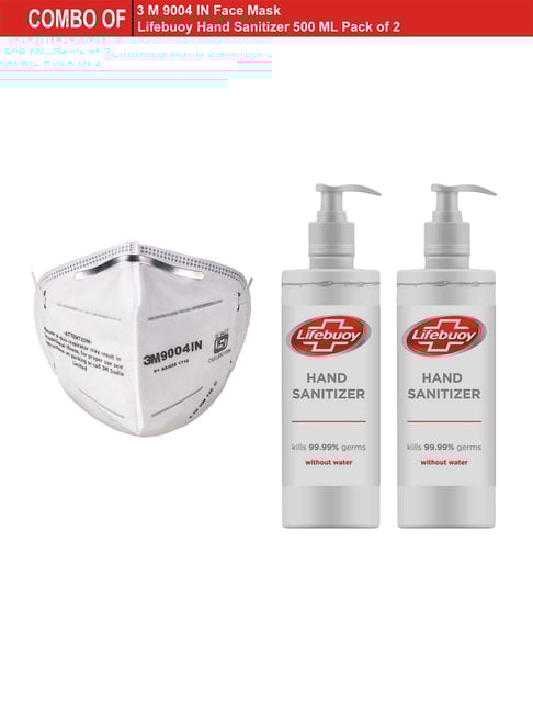 Combo of 1 3M Face Mask 2 Lifebuoy Hand Sanitizers 500 ml