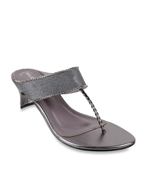 Walkway Gun Metal T-Strap Sandals