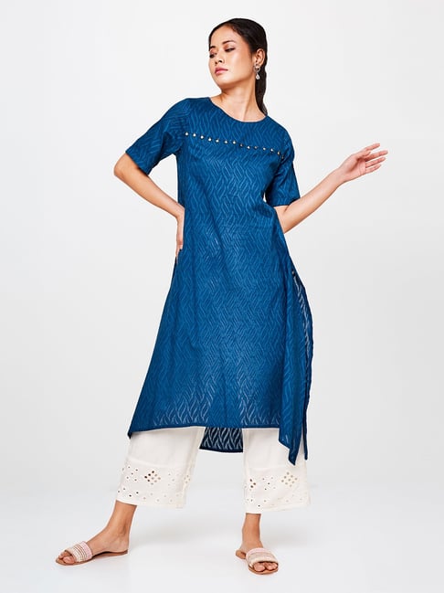 Global Desi Blue Printed Kurta