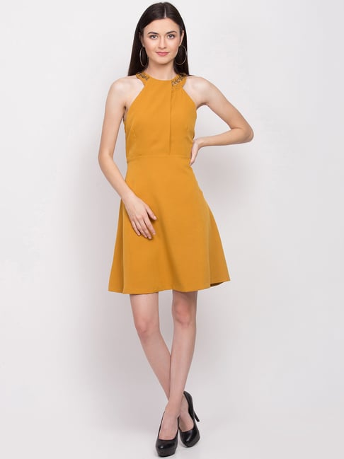 strapless open back dress Zoella Navy Off The Shoulder Mini Dress main image 1