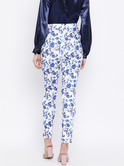 Cotton pants with nocturnal flower print in Print for | Dolce&Gabbana® US