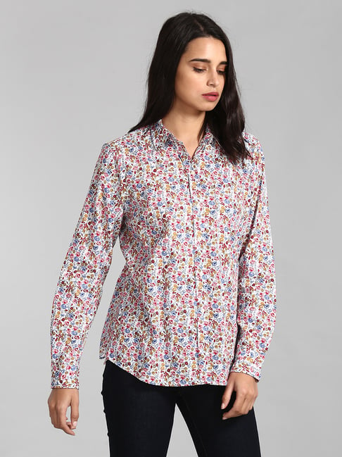 GAP Multicolor Allover Print Boyfriend Shirt