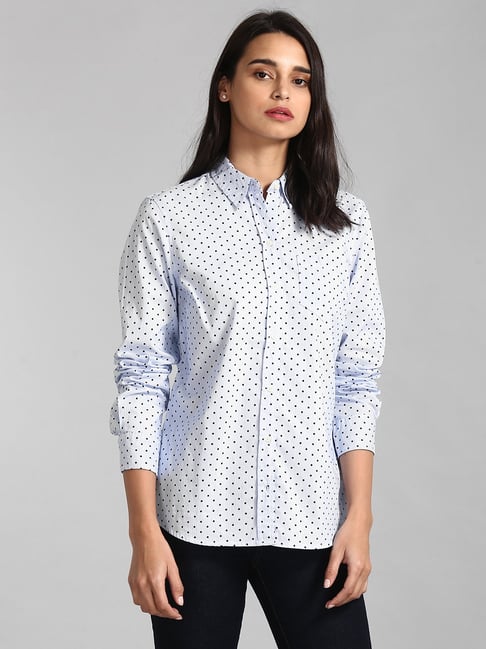 GAP Blue Allover Print Boyfriend Shirt